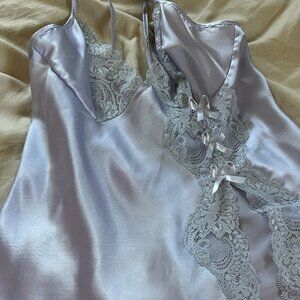 Frederick's of Hollywood Light Purple Lace Babydoll Set – Size Small